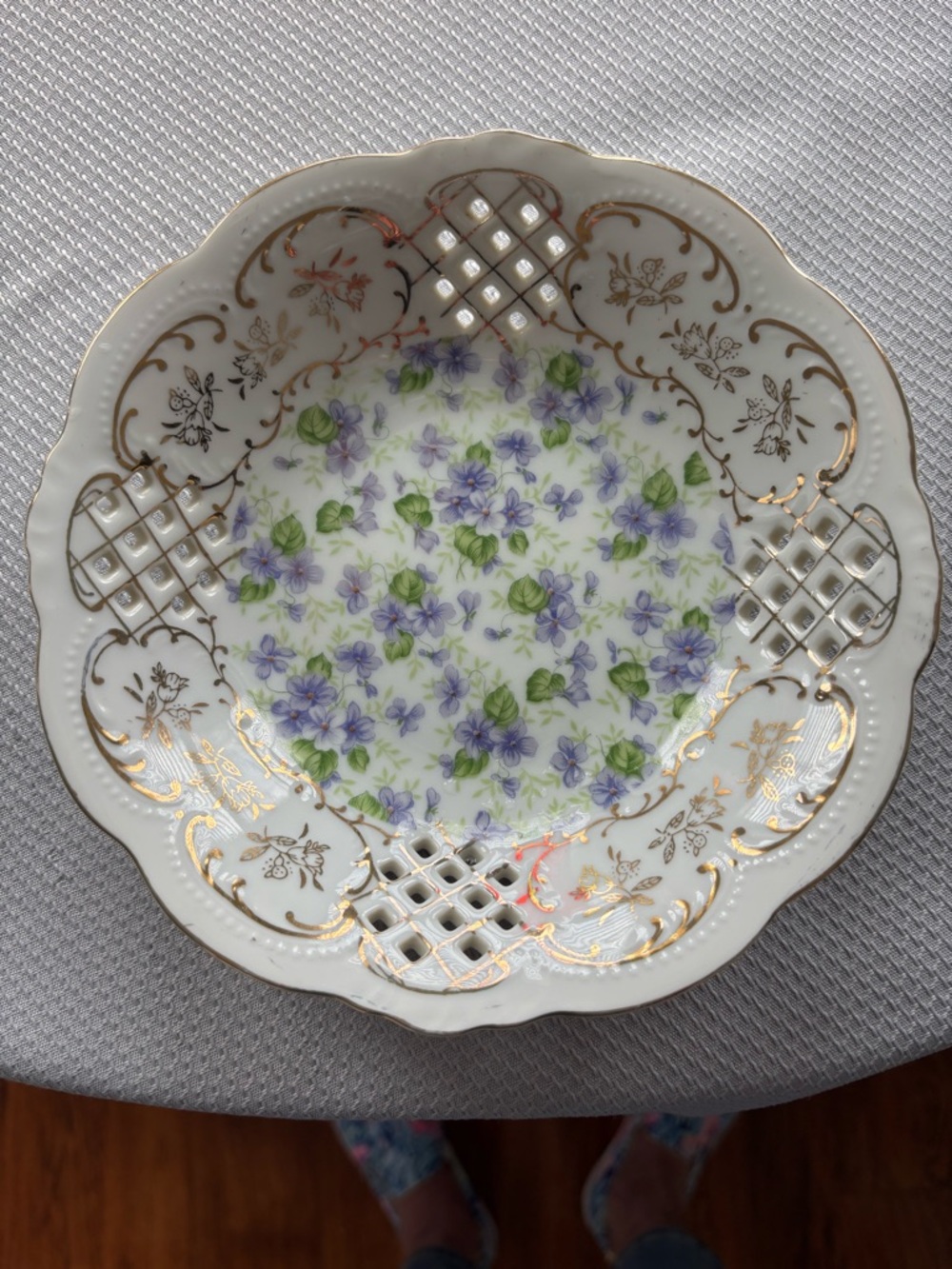 Lefton China Porcelain Hanging Plate - White with Gold Trim